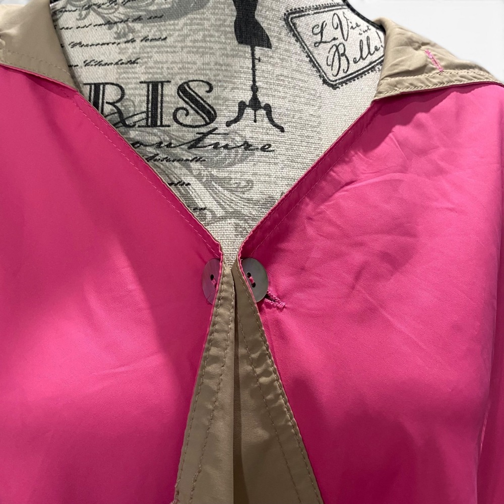 Rain Raps Poncho Women OS Pink Tan Reversible Hooded Raincoat Wrap